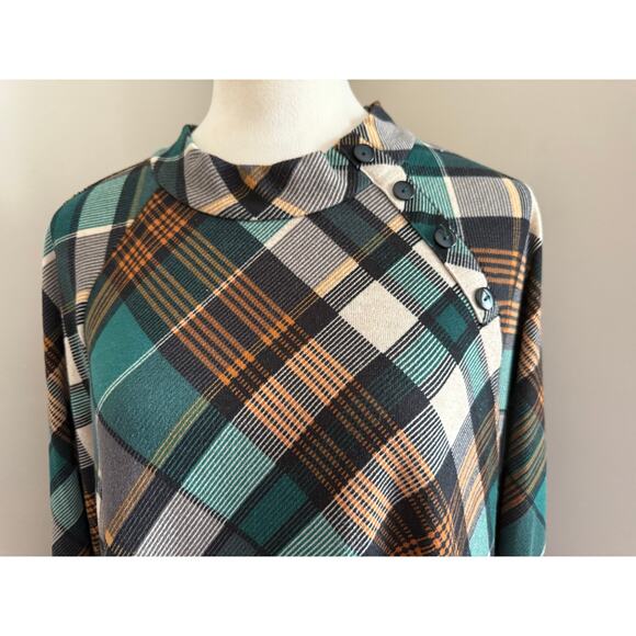 JH Green Plaid Shift Dress Size XL Classic Office Academia Workwear - Picture 2 of 9